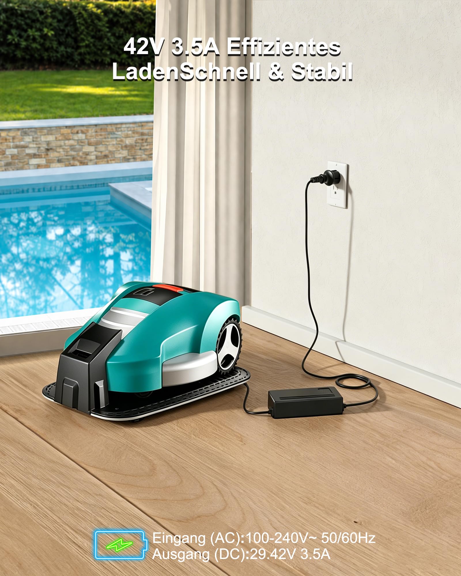 Cargador de 42 V 3,5 A compatible con robot cortacésped Bosch Indego, fuente de alimentación de repuesto de 147 W para Indego 10C 13C 800 850 1000 1100 1200 Connect 1300, enchufe UE