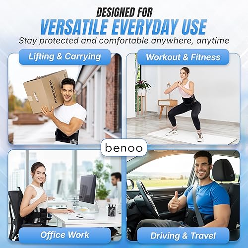 Miniatura 5 de Soporte de espalda para aliviar el dolor de espalda baja, cinturón de apoyo lumbar ajustable transpirable para hombres y mujeres, ideal para el