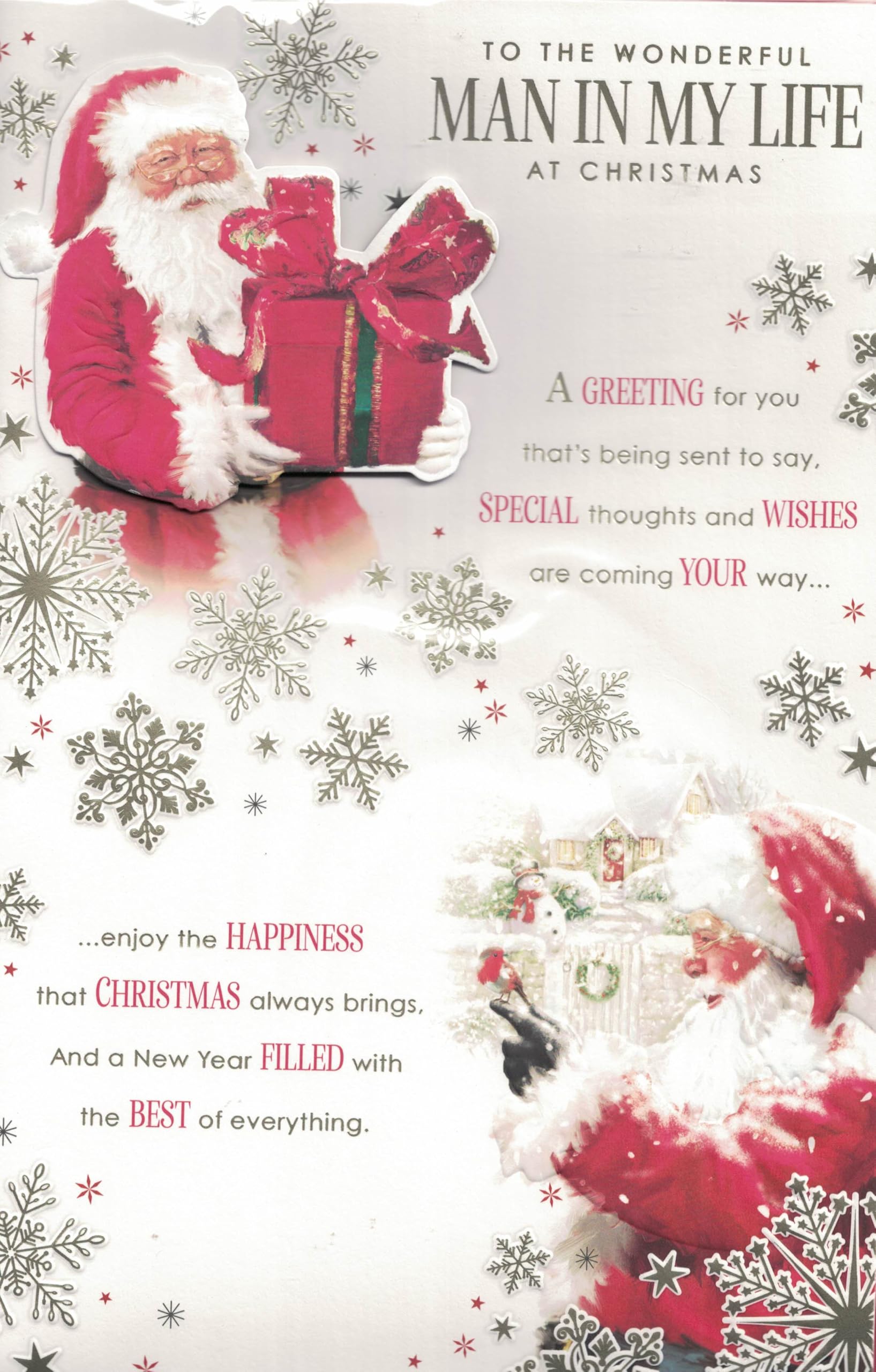 “Large Luxury Christmas Card for the Wonderful Man in My Life, Extra Large 12x8 Inch Greeting Card with 8-Page Insert