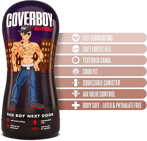 Miniatura 2 de Blush Novelties Loverboy Bad Boy Next Door - Masturbador masculino realista autolubricante con textura para placer, sensación de carne gay o recta,
