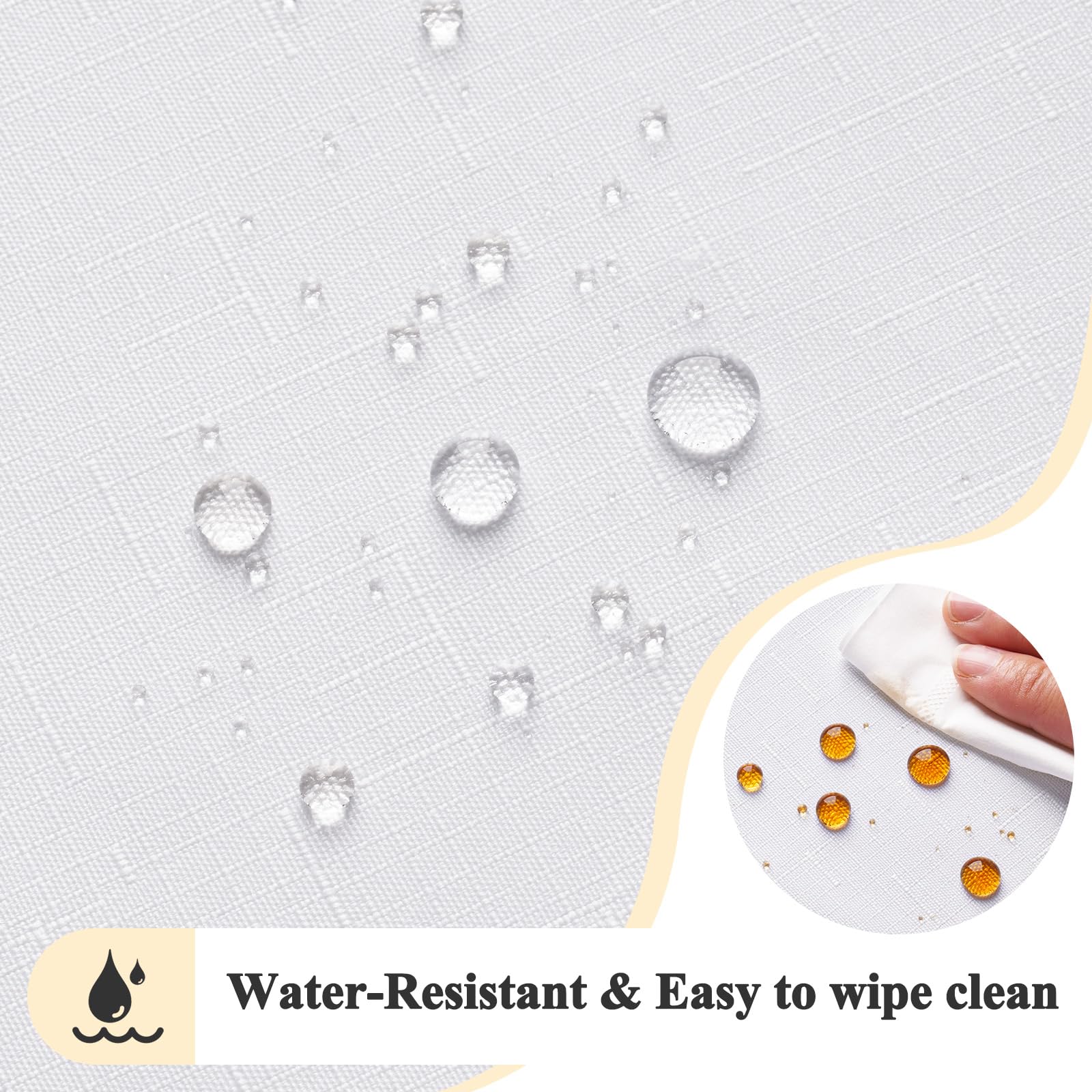 AooHome Tablecloth 100X140cm, White Faux Linen Tablecloths Washable Polyester Tablecloth Water-repellent with Lotus Effect - Image 3