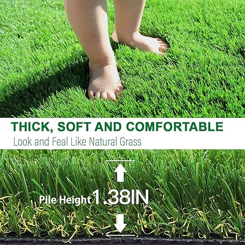 Miniatura 5 de Alfombra de césped artificial de 3 x 5 pies (15 pies cuadrados), alfombra de césped artificial para mascotas con agujeros de drenaje, realista, para