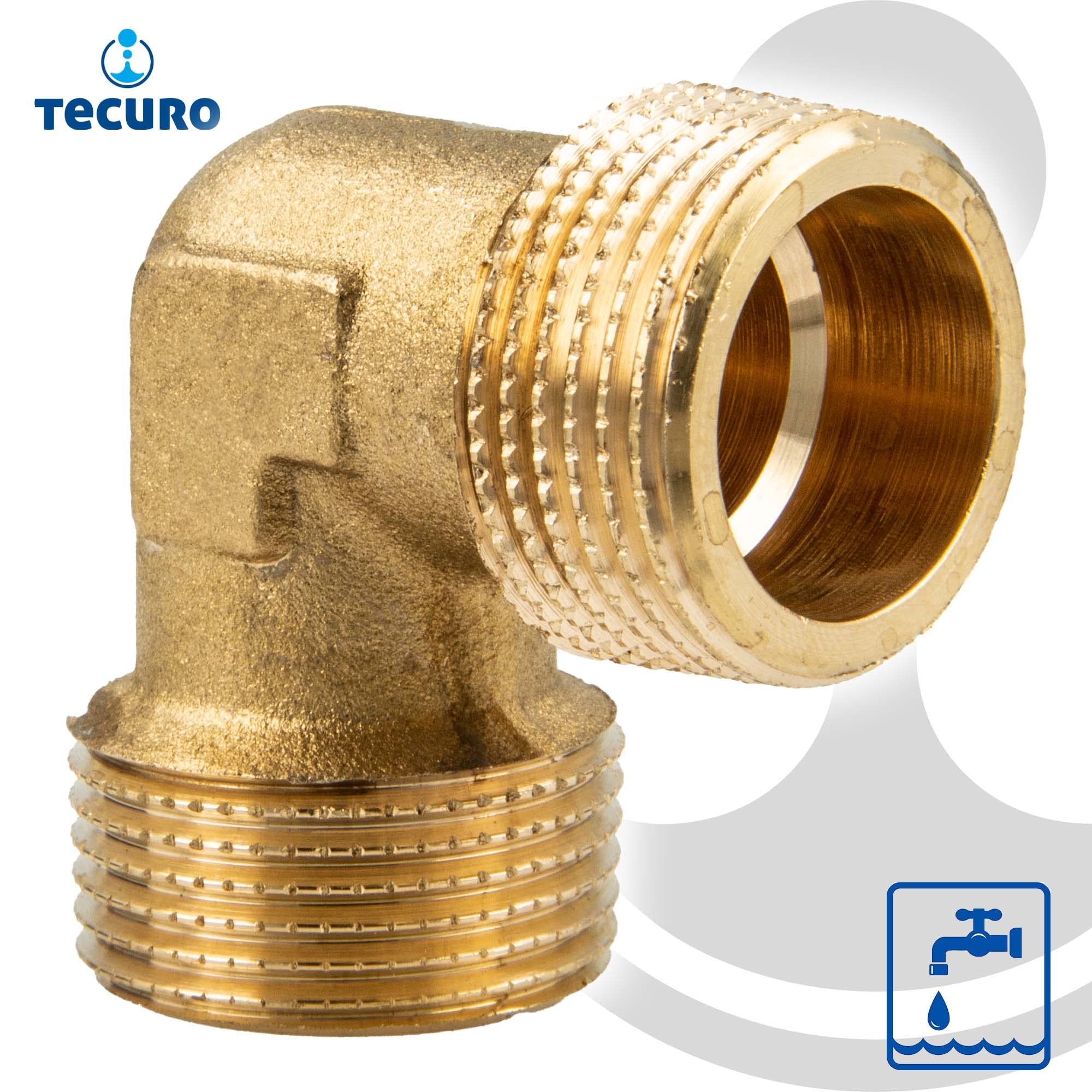 Tecuro Raccordo Ad Angolo Retto 1 Pollice IG/IG In Ottone CW617N Con Guarnizione Piana HD – Perfetto Per Impianti Idraulici E Riscaldamento