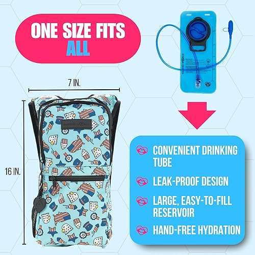 Vista 3 de Kandies World Reflective Festival - Paquete de hidratación Bolsa de agua de 2 litros para raves, senderismo, ciclismo, correr y más