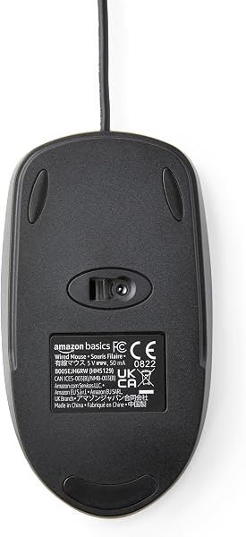 Amazon Basics 3-Button USB Wired Computer Mouse (Black), 1-Pack - 4