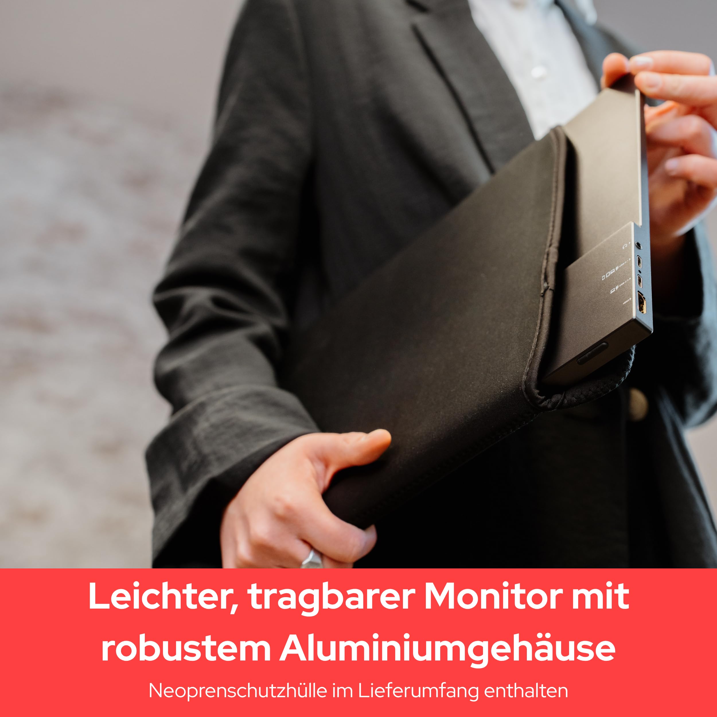Verbatim PMT-15 LED-Monitor 39,6 cm 15.6" tragbar Touchscreen 1920 x 1080 Full HD 1080p IPS 1000:1 HDMI 2xUSB-C Lautsprecher | Tragbarer Monitor Touchscreen mit USB-C und HDMI für Macbook, PC, Laptop, Tablet, Konsole und mobiles Arbeiten unterwegs