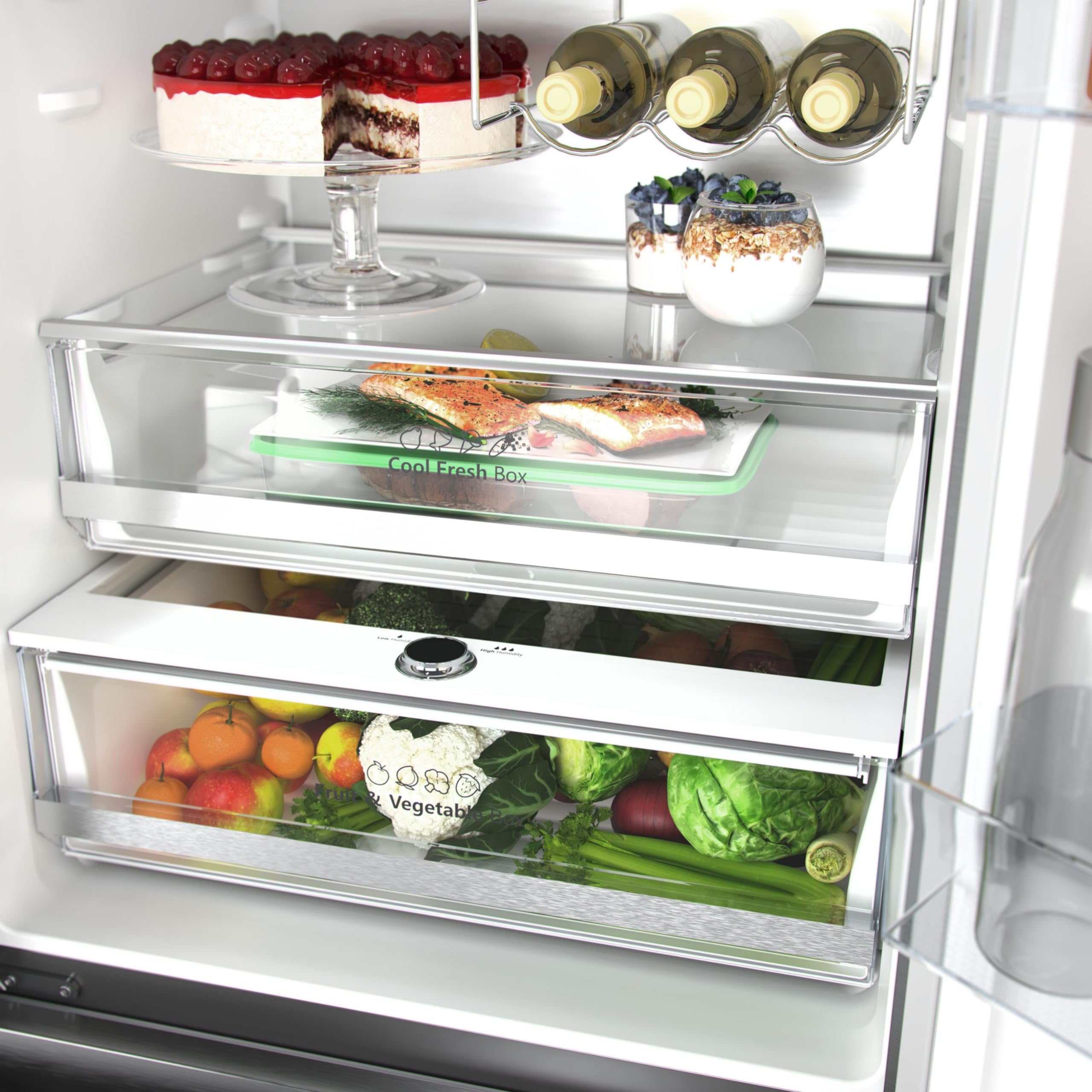 Hisense RF632N4WIE - Frigorífico Combi No Frost Inox Puerta Francesa, Con dispensador, No Frost, 2 Metros,Cajón, 337Litros, Sistema de flujo de aire, Acabado Inox, 485 litros