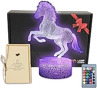 Vista 1 de TriPro Caballo animales salvajes 3D ilusión lámpara de mesa decoración noche luz