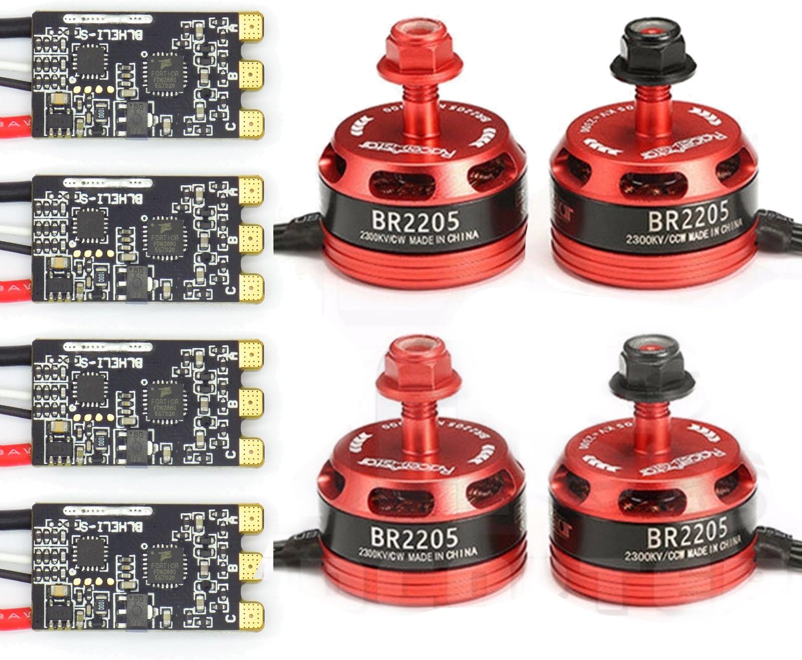 SpeedyFPV 4pcs RacerStar 2205 2300kV 2-4S Brushless Motor + 4pcs HGLRC 30A 2-5S ESC BB2 DShot600