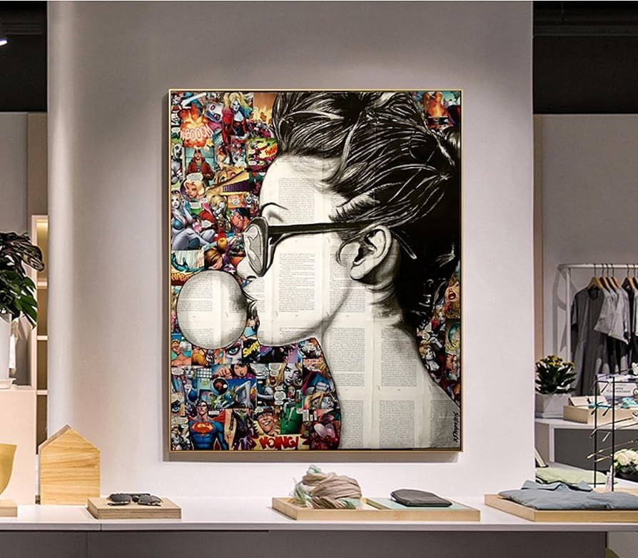 Amazon｜キャンバスに絵を描く落書き吹くガム人ポスター壁画家族