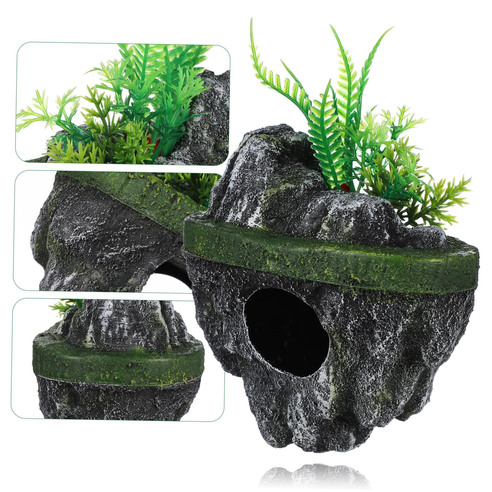 Yardwe Floating Aquarium Decoration Realistic Rock Hideout Shelter 7.48 Inch Fish Tank Ornament for Aquatic Pets Landscape and Fish Tank Decor - Image 3