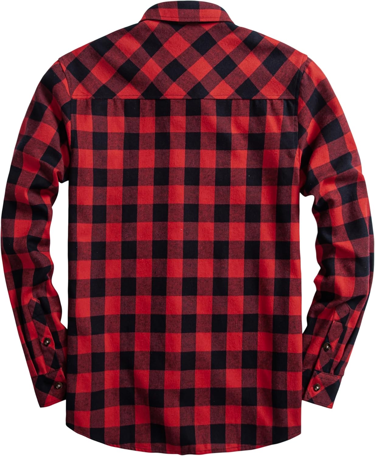 Mens Flannel Plaid Shirts Regual Fit Casual Long Sleeve Button Down Fleece Shirts - Image 3