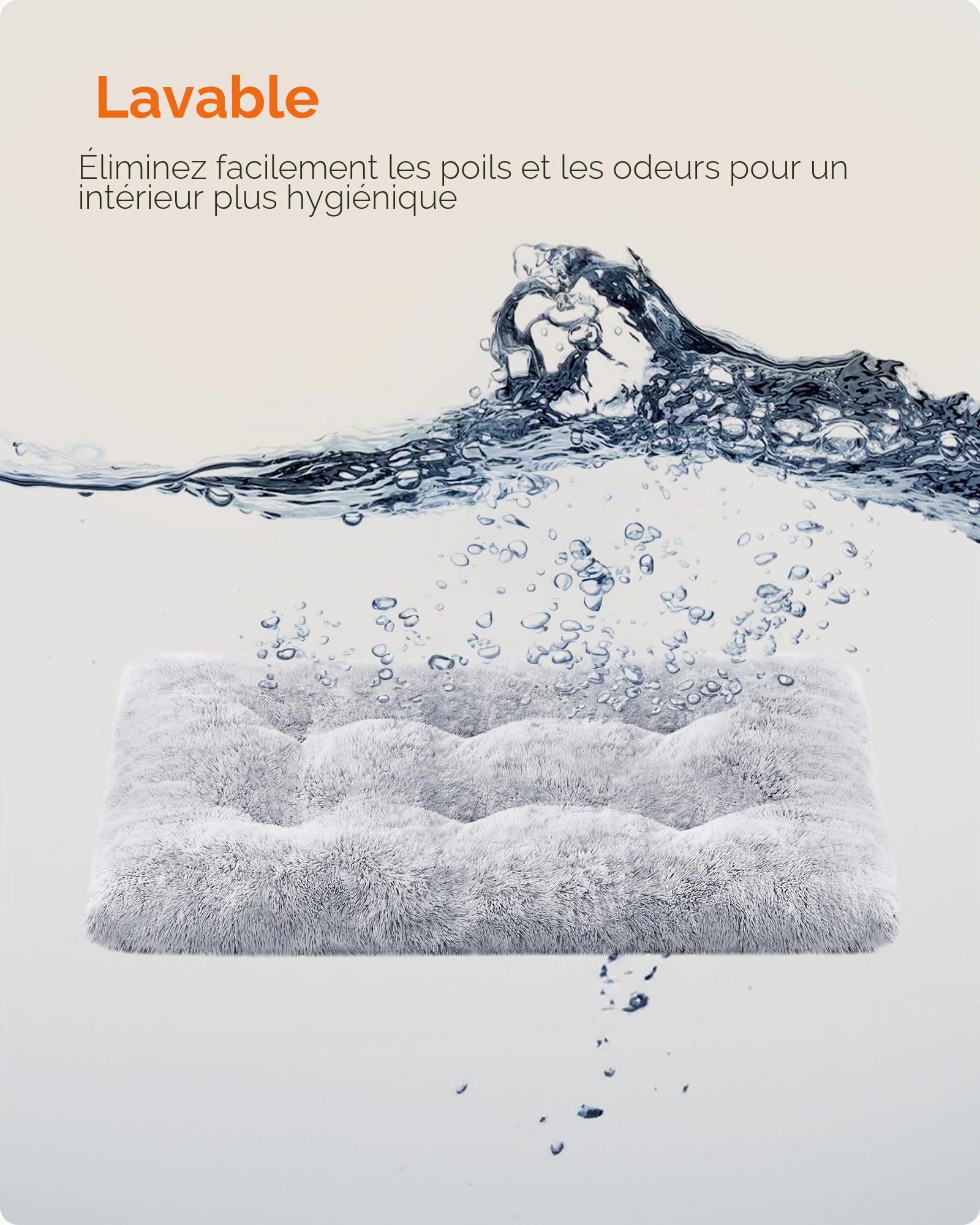 Feandrea Panier pour Chien, Canapé, Lit pour Animaux, 122 x 74 cm, Rembourrage Moelleux, Lavable, Coussin pour Chien, Gris Ombré PGW204G01