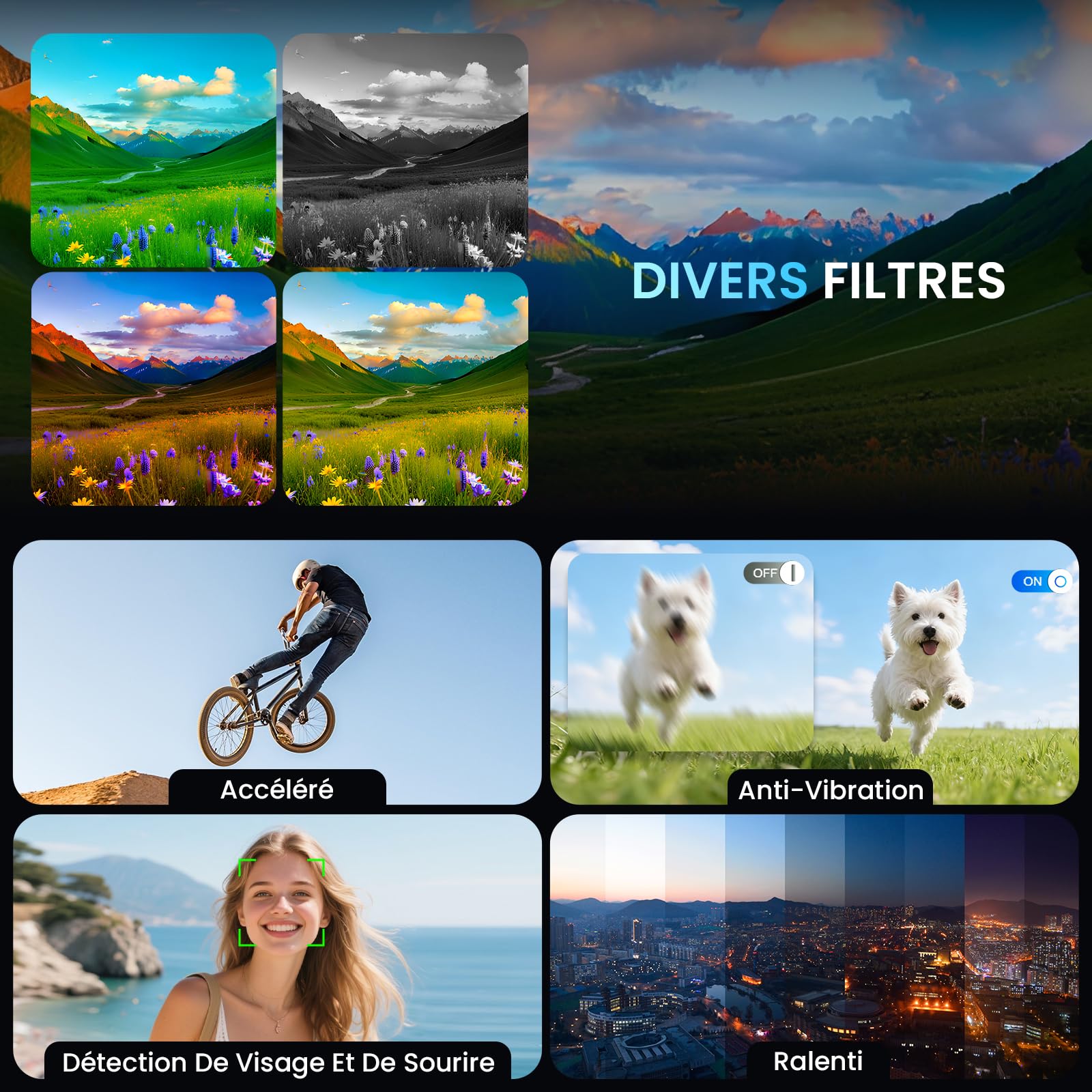 Digitalkamera 4K mit WiFi 64MP Kompakte Digitalkamera mit 3" 180° Flip-Bildschirm, 32GB Karte, 2 Akkus, 16X Digitalzoom, Autofokus, Anti-Shake, Ideal für Teens, Anfänger, Vlogging, Reisen