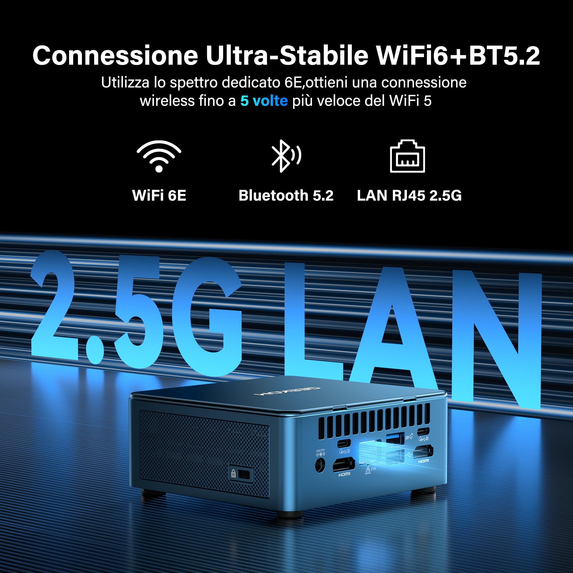 GEEKOM IT12 Mini PC con Intel i5-12450H(Garanzia 3 Anni),16GB RAM((Memoria DDR Espandibile,Non LPDDR) e 512 SSD,Windows 11 Pro,LAN 2.5G,6 x USB,Slot SD per Multitasking e Controllo industriale