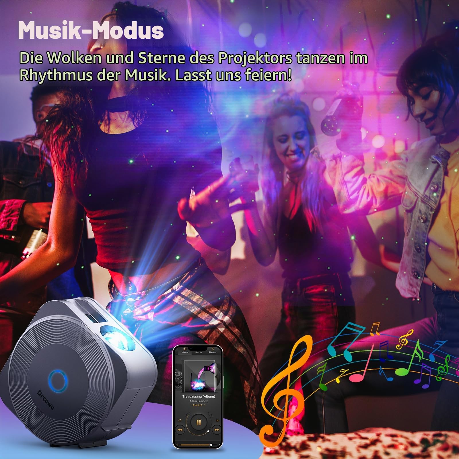 LED Sternenhimmel Projektor, Galaxy Star Projector Kinder Erwachs mit App/RG Dimming/Timer/WiFi Stimmenkontrolle, Lampe Projektor für Dekoration Party Schlafzimmer Heimkino, silbrig