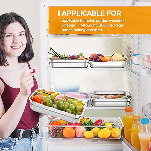 Miniatura 6 de 8 recipientes de almacenamiento de alimentos de acero inoxidable 304 con tapas, sartenes de hotel, sartenes de grado alimenticio, recipientes