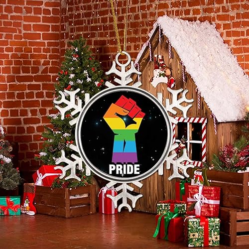 Miniatura 5 de Adorno de Navidad de metal gay con copo de nieve de metal, orgullo de la paz, adornos de Navidad LGBTQ con derechos de igualdad, decoraciones de