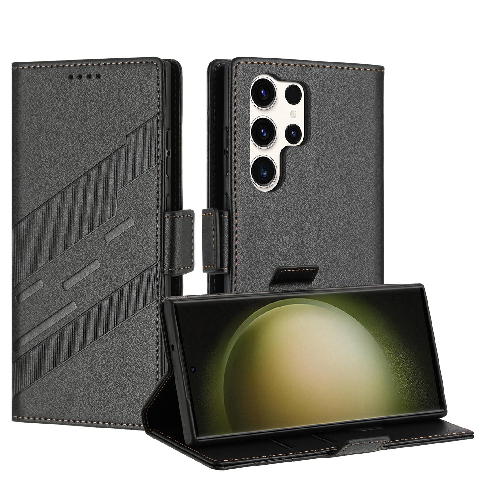 Generic Étui compatible avec Samsung Galaxy S20 (couleur : noir) portefeuille fin en cuir pour cartes à rabat