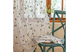 Add an Artistic Flair to Your Home with AmHoo Embroidered Green and White Curtains