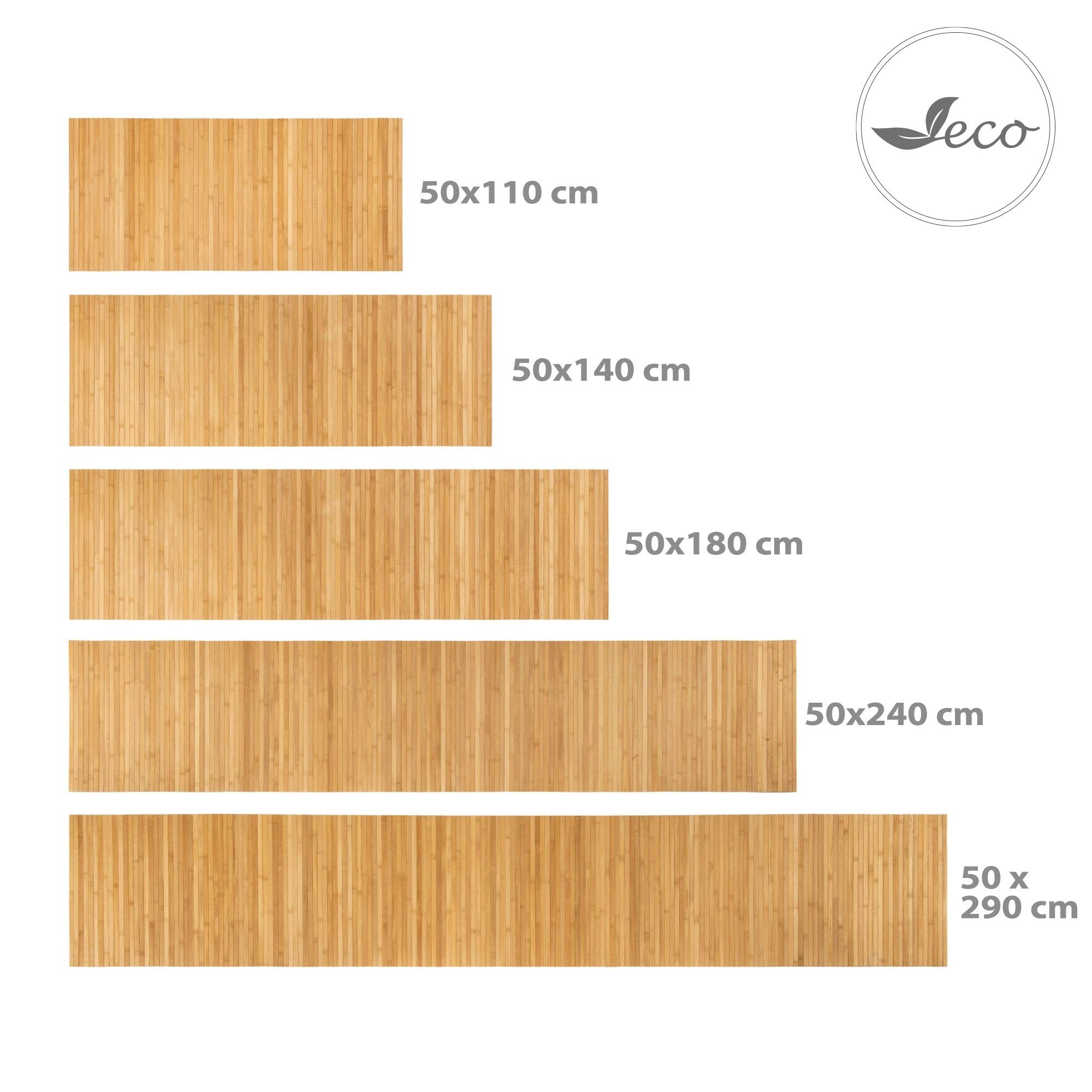 PANA®ECO Bambus Küchenläufer • Holz Küchenteppich für Flur • Teppich waschbar & rutschfest • Läufer 100% Bambus • Nachhaltig • Farbe: Natur • Größe: 50 x 180 cm