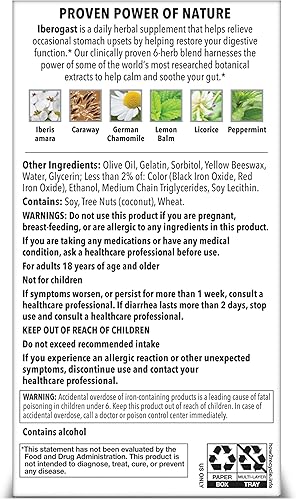 Miniatura 7 de Iberogast Cápsulas blandas, alivio herbario de los trastornos estomacales indigestión ocasional, hinchazón, gases, náuseas, malestar estomacal