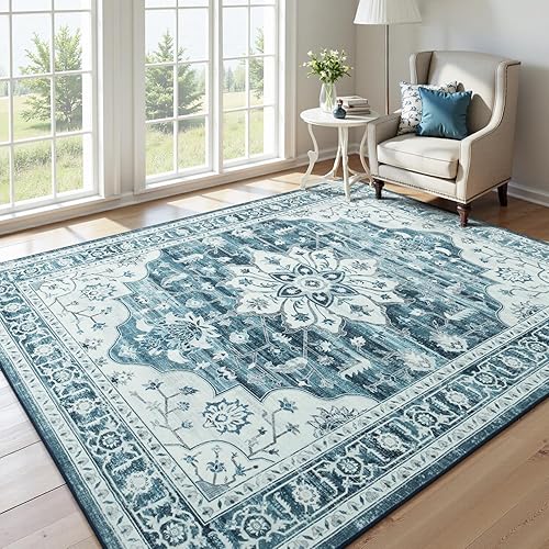 Miniatura 86 de Lofus Alfombras de área de 5 x 7 pies para sala de estar, alfombras lavables para dormitorio, cocina, alfombra bohemia vintage, suave, Vintage Beige