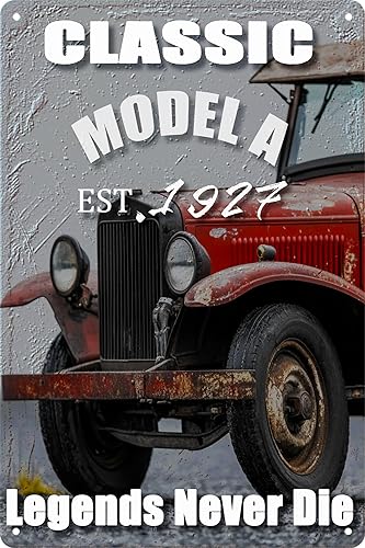 Timeless Rides Classic 1927 Ford Model A - Cartel de hojalata vintage, póster de metal retro para decoración de pared de garaje, placa de aluminio