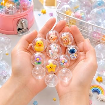 100 Pack Clear Vending Machine Capsules, 1.37 in