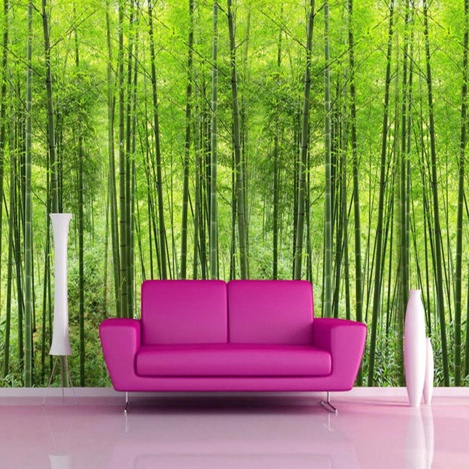 Green Bamboo Forest 3D Wall Wallpapers, Natural Landscape Self-Adhesive Mural, for Restaurant Hotels Modern Living Room Bedroom Kids Room Large TV Background Wall,116" W x91 H-PVC