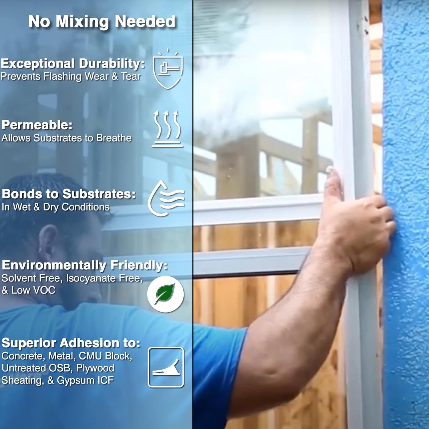 POLYGUARD Blue Barrier Liquid Flashing 3-Pack and 1-Gap Filler (20oz Sausage Tubes). Weather Resistant Air Barrier System Around Window and Door Installations. Low VOC, Made in The USA. - Image 3