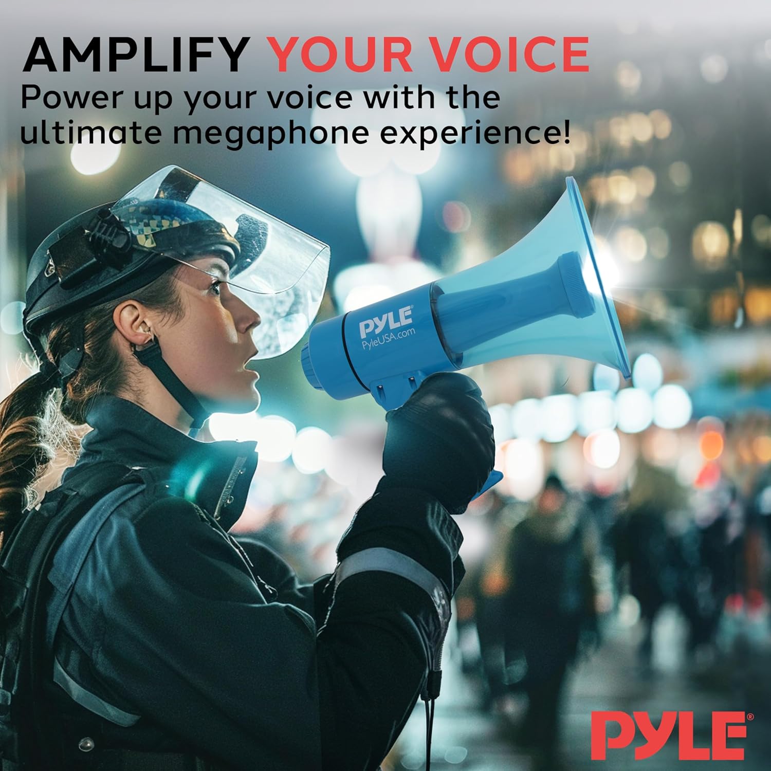 Pyle Portable PA Megaphone with Alarm Siren & Adjustable Volume - 40 Watt Handheld Lightweight Marine Grade Waterproof Bullhorn - AA Battery Powered For Indoor Outdoor Use