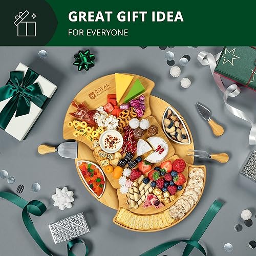 Miniatura 92 de ROYAL CRAFT WOOD Tablas de bambú extra grandes para charcutería – Juego de tablas de charcutería grande con 3 cuencos para salsa, 4 cuchillos