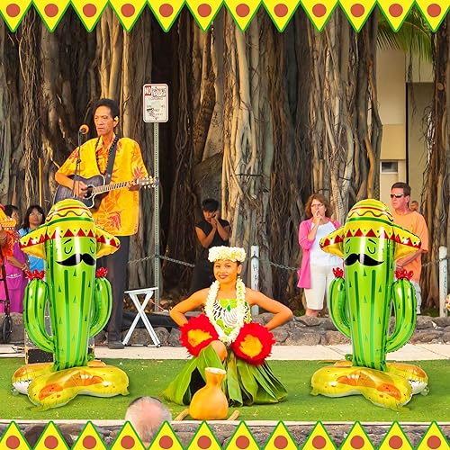 Miniatura 5 de Hungdao Paquete de 2 juguetes inflables de cactus de 50 pulgadas, decoraciones de fiesta temática mexicana, accesorios de Cinco de Mayo, accesorios