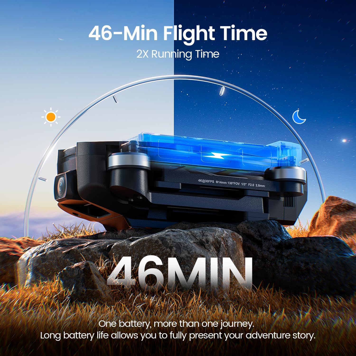 Holy Stone HS720E Drones with Camera for Adults 4K,Integrated Remote ID, 2 Batteries 46 Min Flight Time, 5GHz FPV Transmission, 130° FOV EIS Camera,Drone with 4K/30FPS Video,Brushless Motor, Auto Return, Follow Me, GPS Drone for Beginner