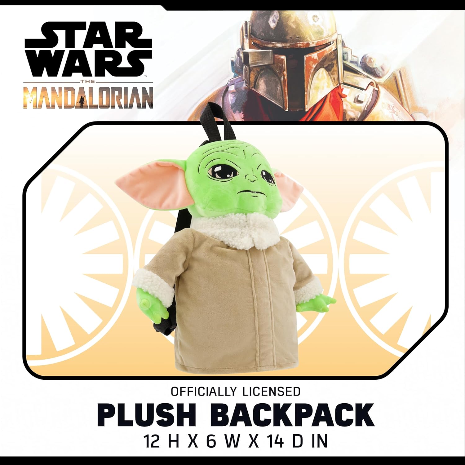 STAR WARS Grogu Mini Backpack, The Mandalorian Plush Small Travel Bag Purse for Men and Women, Adjustable Shoulder Straps, Multi, 12 Inch