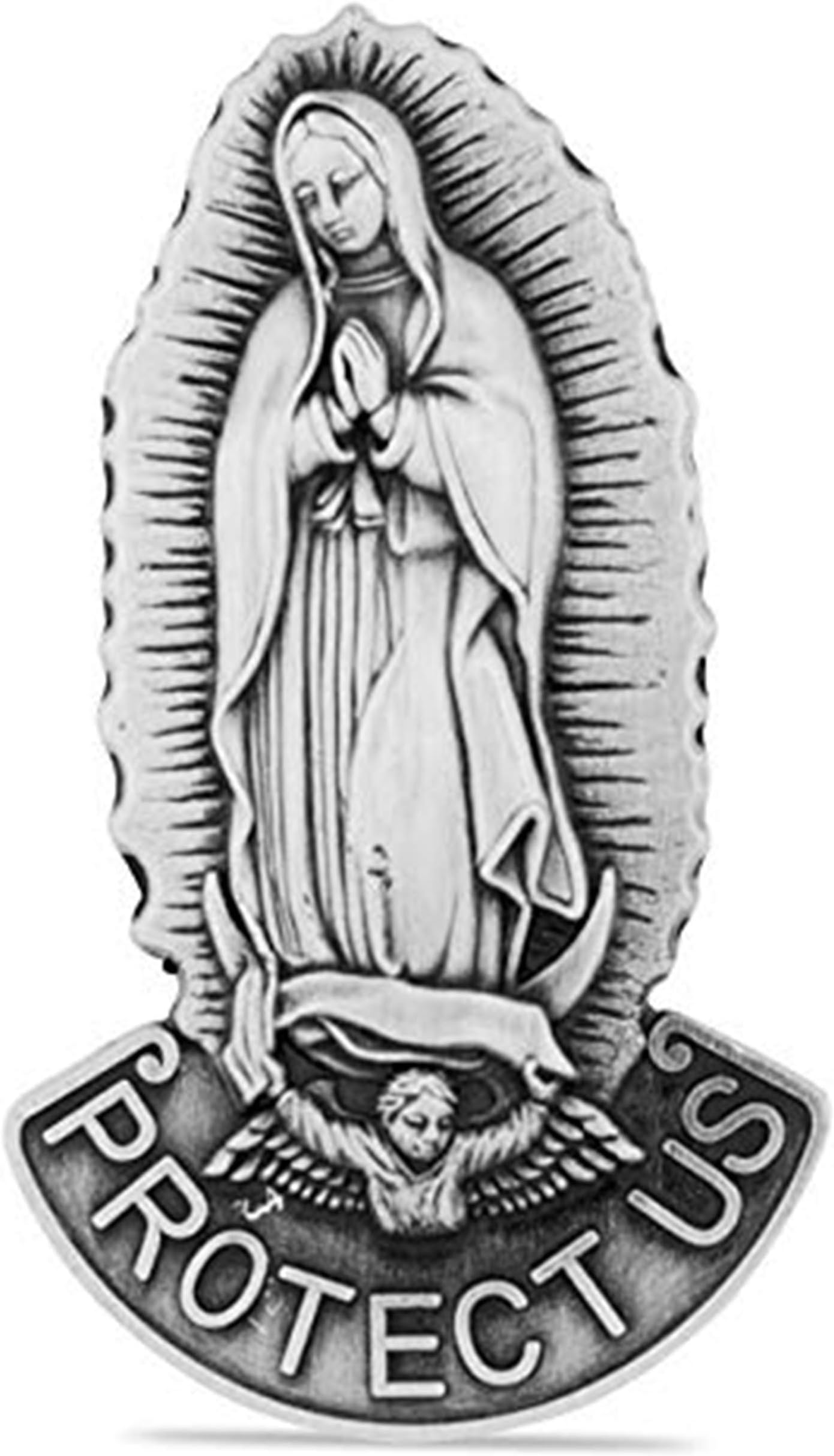 Venerare Catholic Visor Clip | Ask for Protection While You Drive | Traditional Catholic Design and Devotions Gray VI1944