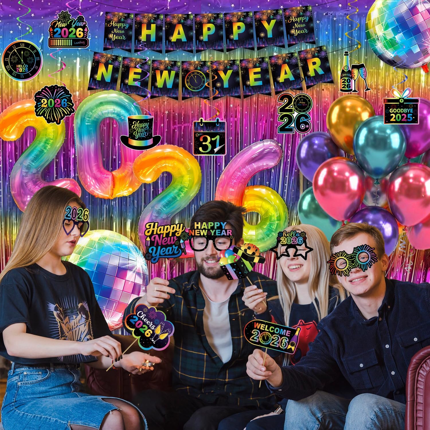 New Years Eve Party Supplies 2026, Happy New Year Decorations 2026 Colorful, New Years Decorations, Nye Decorations 2026 for New Year's Eve Party Gatherings - Image 7