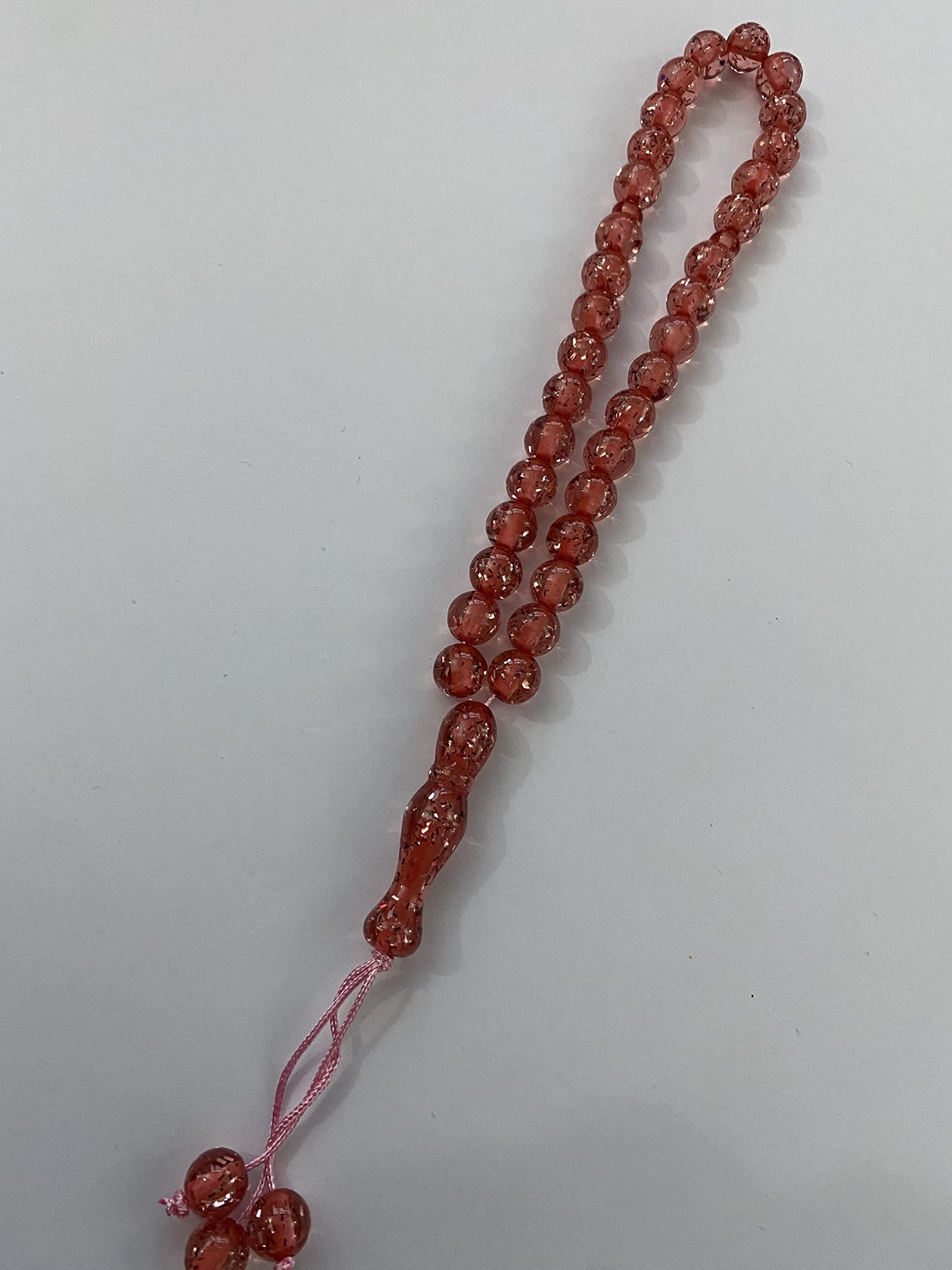Glitter Prayer Misbah Rosary Islamic Tasbeen Beads Counter Spiritual 33 Plastic Beads (Pink)
