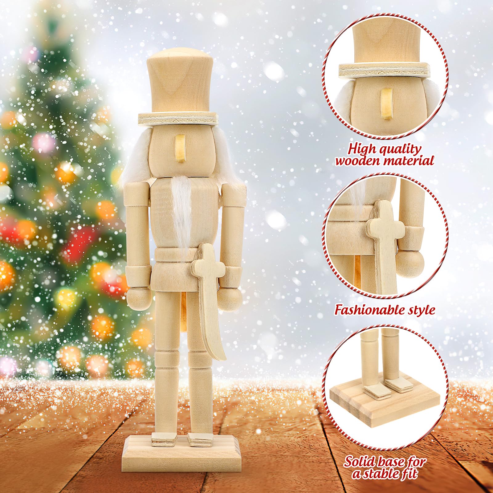 Produktbild von Generisch Unfertiger Nussknacker | 18cm Holzfigur Zum Bemalen