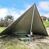 Camping Tarp Shelter 3x3m 3x4m 3x5m Lightweight Tent Tarpaulin Waterproof Tent Awning Canopy Basha Sunshade for Hiking Backpacking (Olive Green, 4x4m)