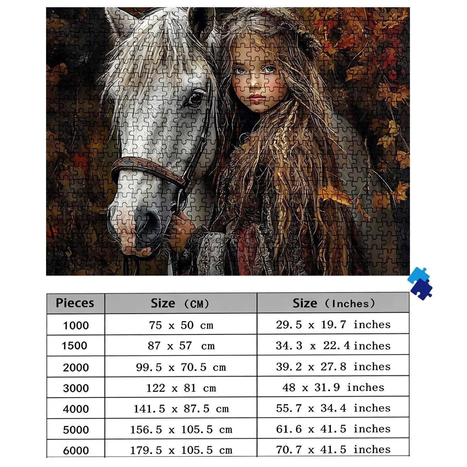 Puzzle 3000 Teile, Holzpuzzle Erwachsene Tier Pferd Impossible Klassische Jigsaw Puzzles 122 x 81 cm, Familien Spiel, Puzzle Stressabbau Denkspiel, Puzzle-Liebhaber w0-166