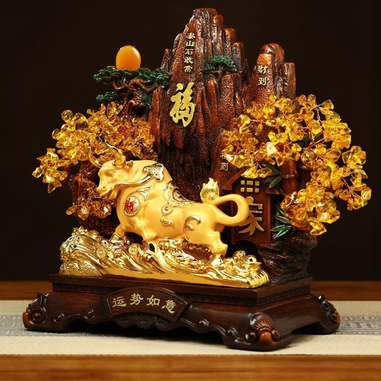 Ozdoby kryształowe drzewo Feng Shui drzewo pieniędzy figurka Fortune Bonsai, ozdoba przynosząca bogactwo, szczęście, dobrobyt, sukces drzewo pieniędzy (czarna)