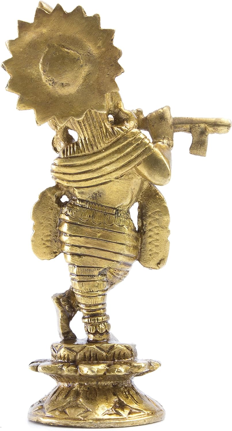 MohanJodero Elegant Brass Lord Krishna Statue