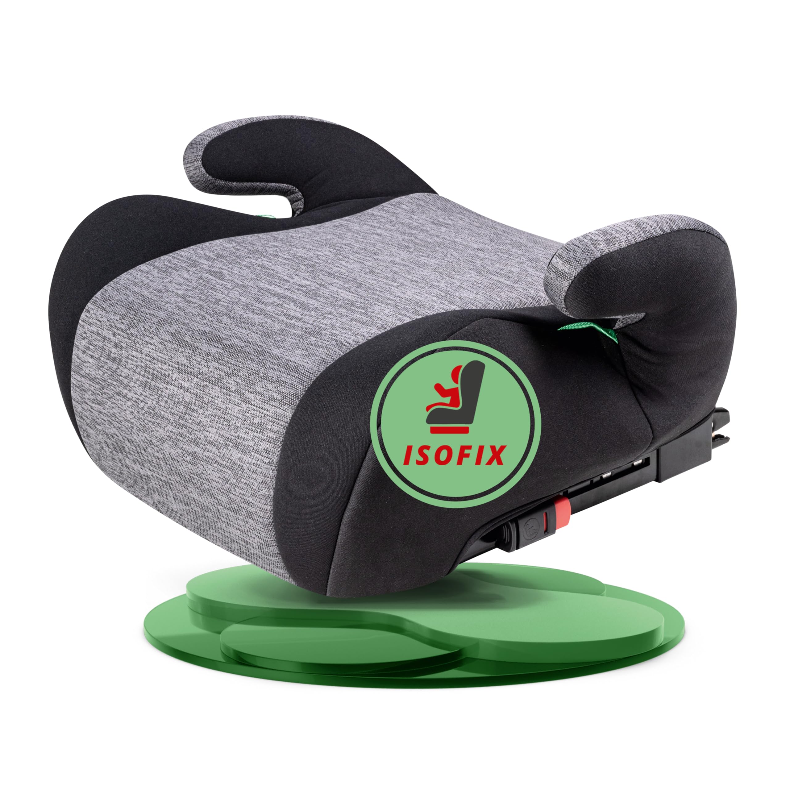 WALSER CarComfort Kinder Sitzerhöhung Auto ISOFIX, bequemer Kindersitz Auto 125-150 cm leicht waschbar, Kindersitzerhöhung Auto Raffi Norm ECE R 129, Sitzerhöhung Auto Kindersitz grau/schwarz