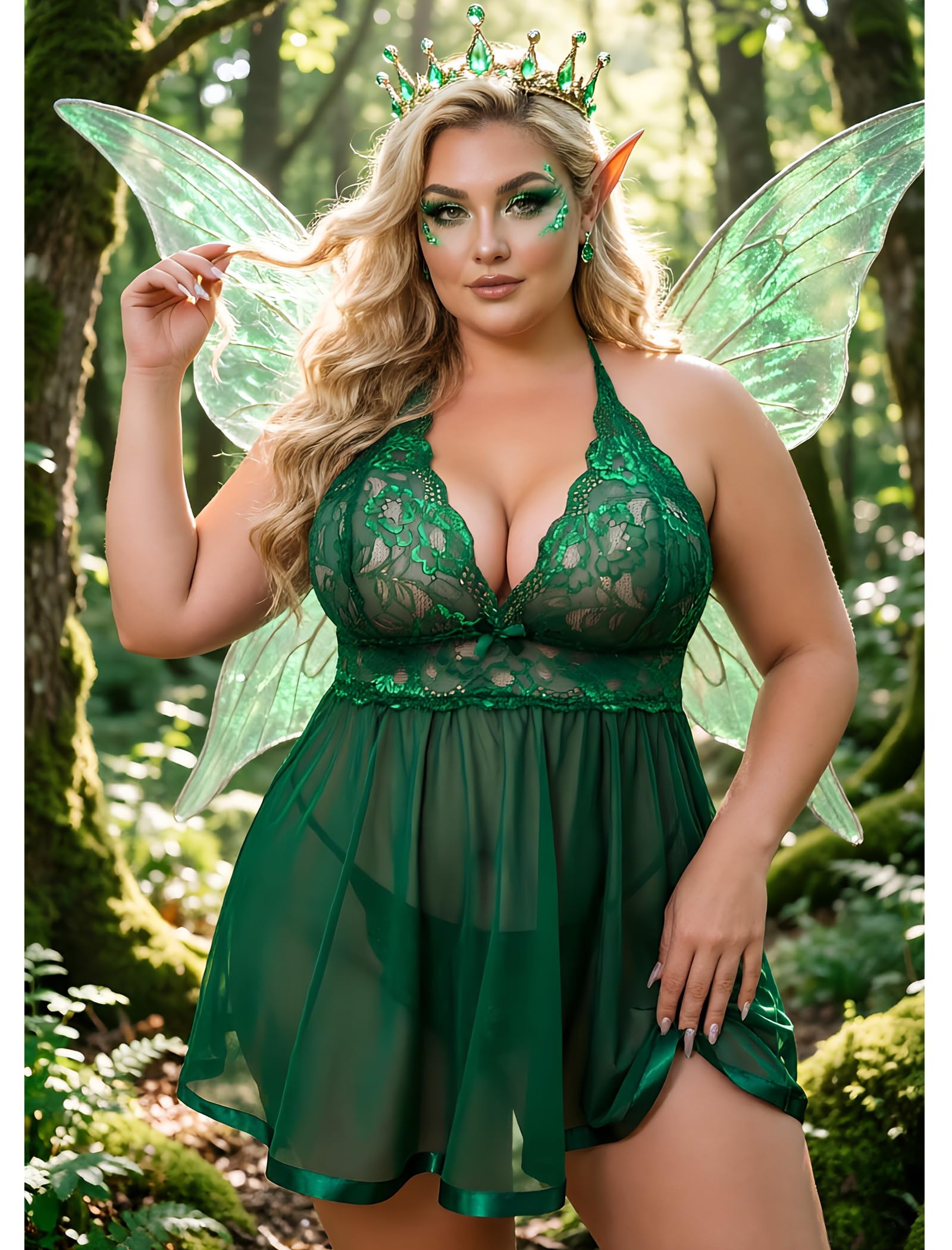 GXNRHG Femmes Grande Taille Nuisette Lingerie Dentelle Chemise vêtements de Nuit en Maille