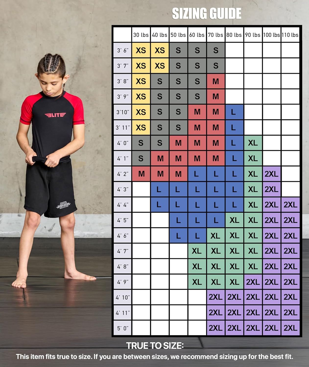 Elite Sports Kids Jiu Jitsu BJJ Rash Guard, Short Half Sleeve Compression Shirt for Youth Boys Girls Sports Nogi Training - Image 4