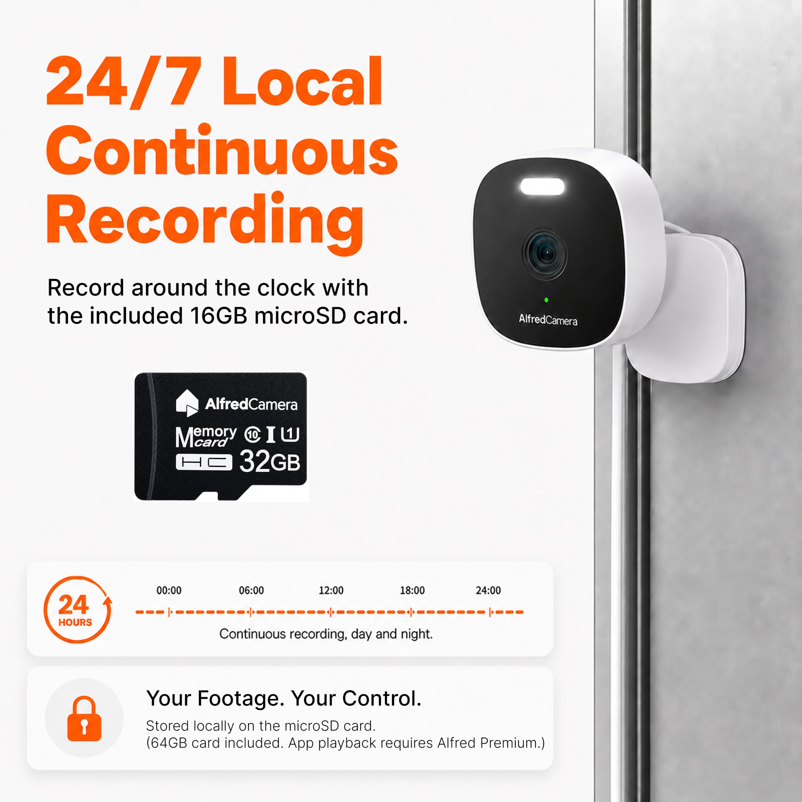 AlfredCam Plus 2 Außenkamera, 5GHz WLAN, Magnetmontage, inkl. 64GB SD | IP65 Wetterschutz, Farb-Nachtsicht, LED-Scheinwerfer, KI-Bewegungserkennung, Dual-Band WLAN, Zwei-Wege-Audio, Haustierkamera