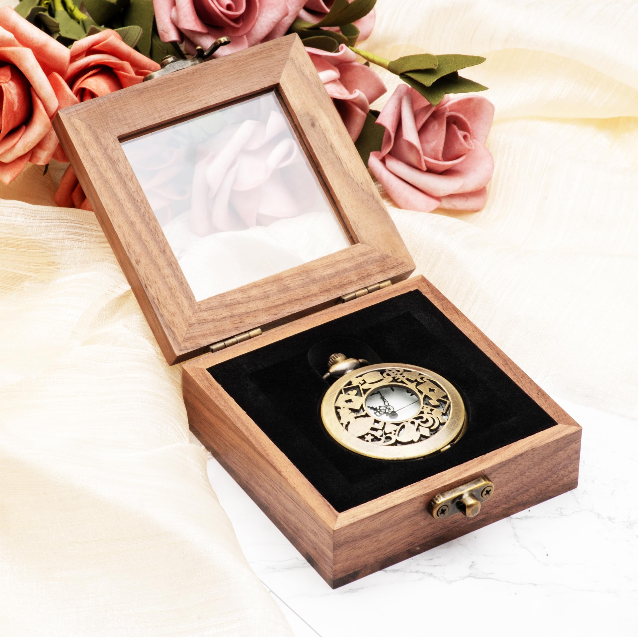 Amazon.com: COSISO Walnut Wood Portable Single Pocket Watch Box