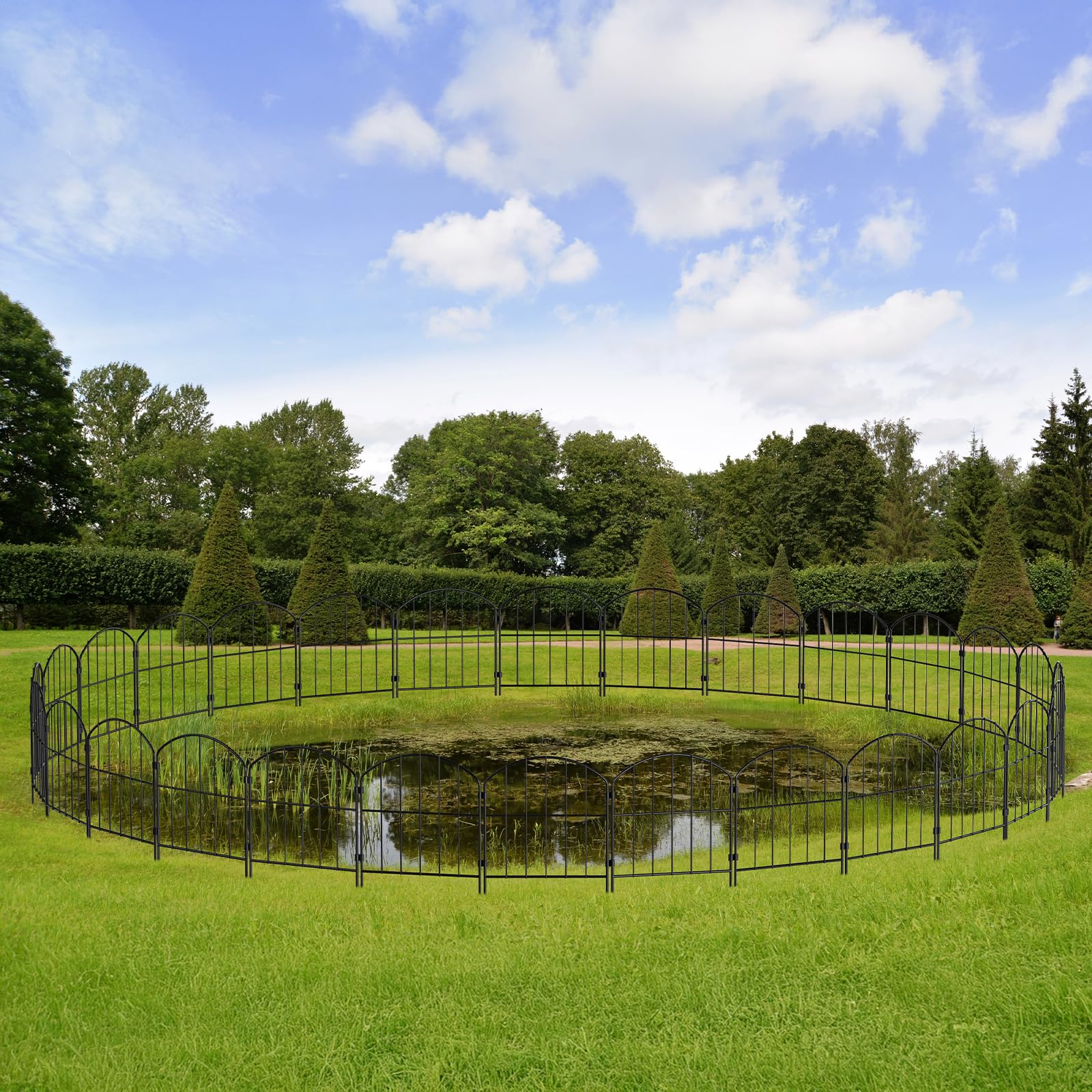 LIANTRAL 28 Pezzi Recinzione per Animali in Metallo, Recinzione Decorativa da Giardino a Innesto 41 cm x 9 m, Design Curvo, Antiruggine, Nessuna Necessità di Scavi, Recinzione per Cani e Conigli